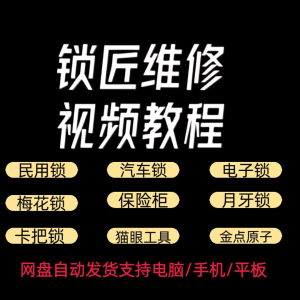 锁匠维修视频教程全套从入门到精通技巧培训学习在线自学课程-虚拟资料平台