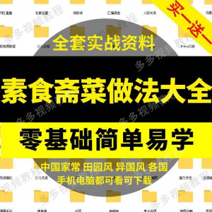 素食菜谱做法技术视频教程斋菜文化大全家庭营养健康美食制作教学-虚拟资料平台