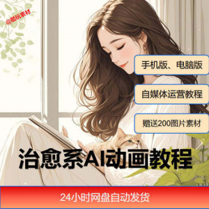 治愈系AI插画动画视频制作教程课程素材自媒体运营小白学习必备-虚拟资料平台