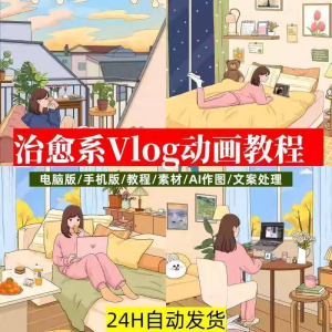 治愈系动画视频插画教程AI绘画动态情感唯美vlog镜头剪辑课程素材-虚拟资料平台