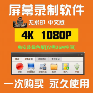 电脑高清1080P录屏录制软件屏幕视频声音录像工具4K无水印mp4格式-虚拟资料平台