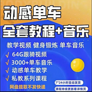 花式动感单车视频教程基础本动作教学骑行音乐有氧操燃脂操塑形课-虚拟资料平台