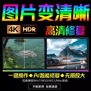 智能AI：图片相片模糊变清晰/高清修复无损放大/黑白上色彩色软件-虚拟资料平台