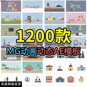 MG动画AE模板源文件脚本卡通动态视频制作扁平化场景动画包素材-虚拟资料平台