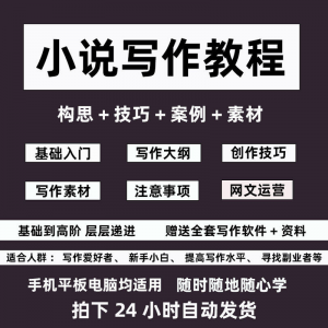 零基础小说写作教程网文新手创作技巧自学入门视频课素材大纲软件-虚拟资料平台