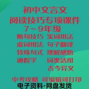 初中中考文言文阅读技巧教学课件PPT电子实虚词类活用法翻译断句-虚拟资料平台